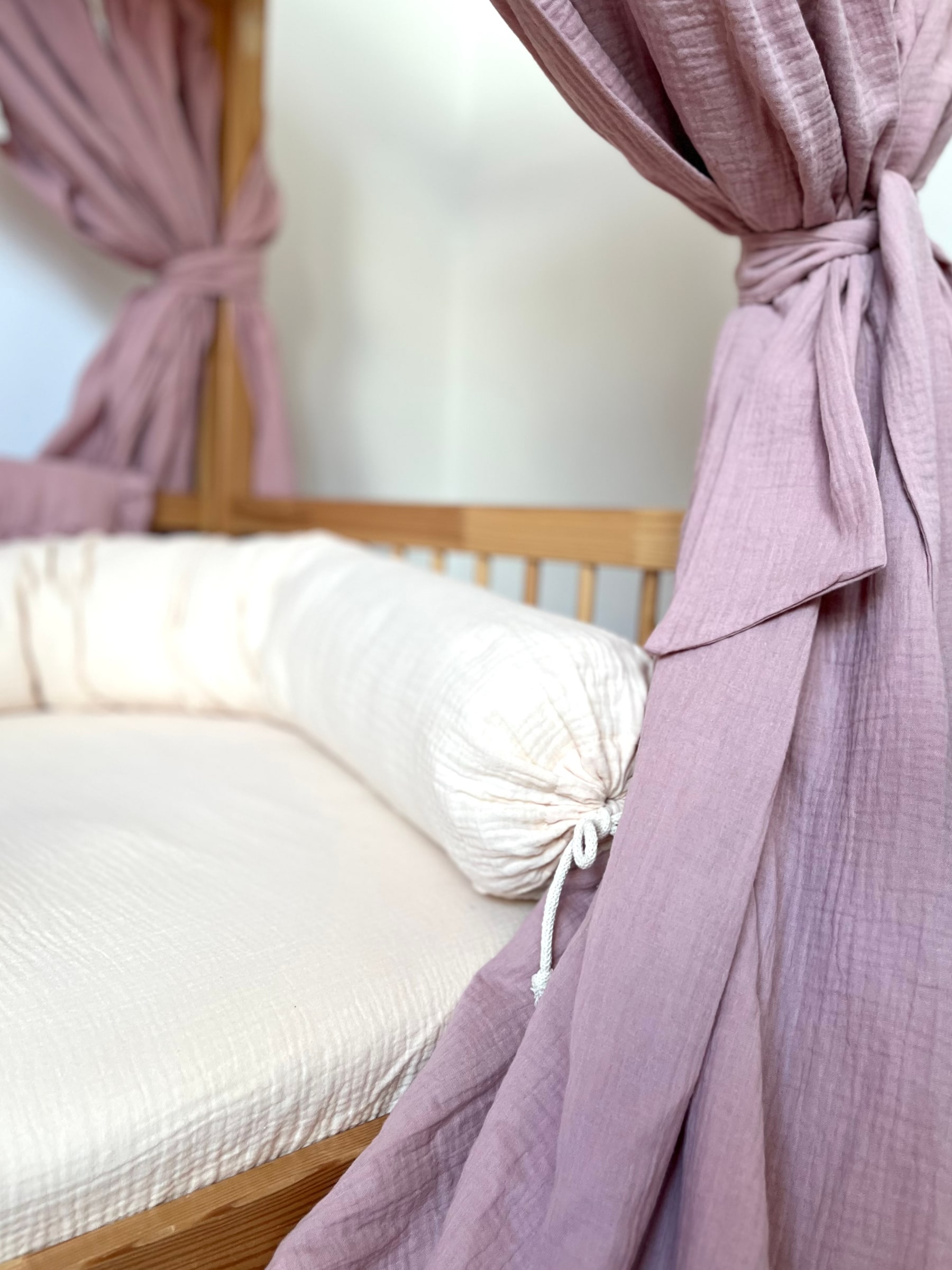 Muslin Bolster Bumper for Montessori Bed
