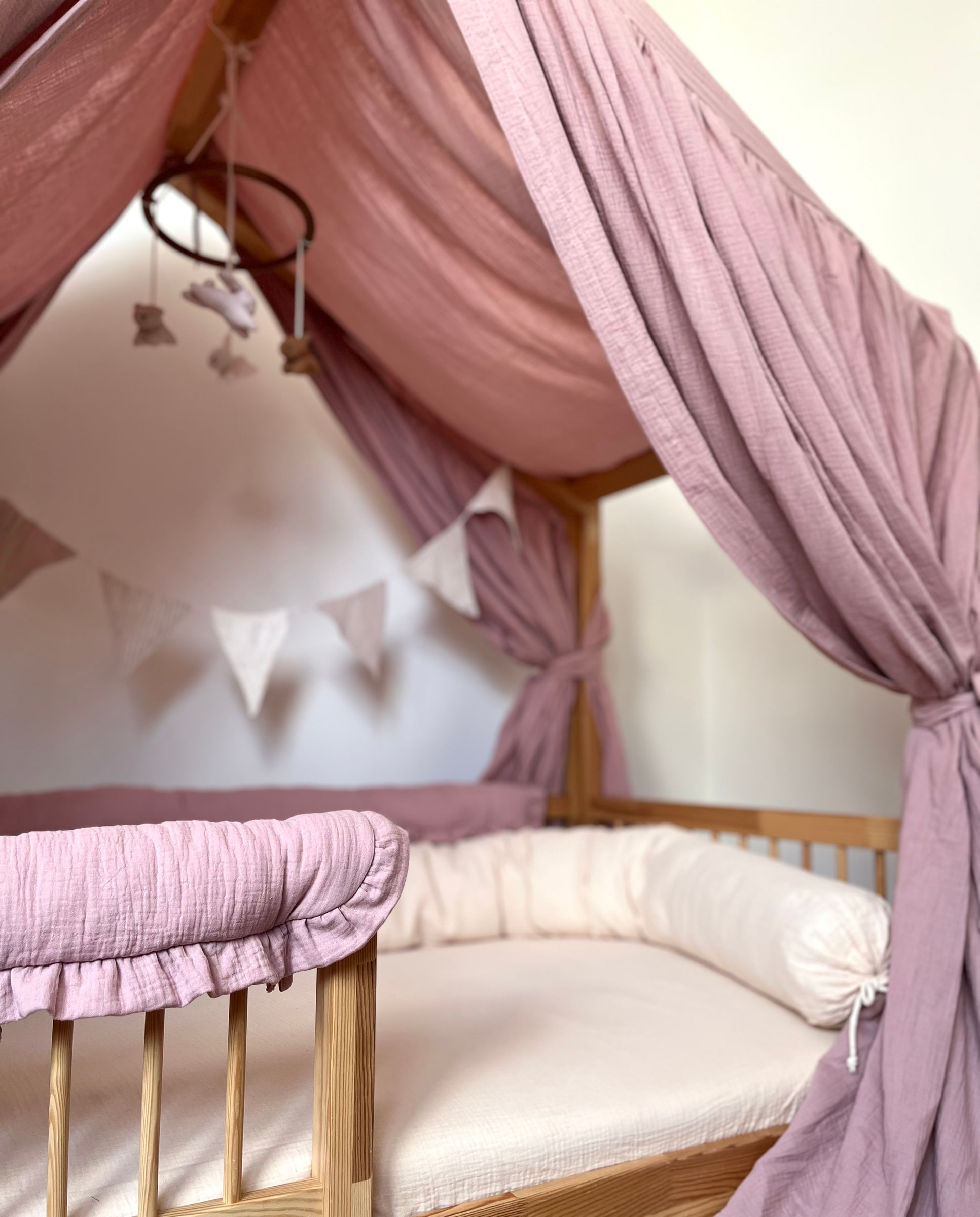 Muslin Rail Cover with Ruffles