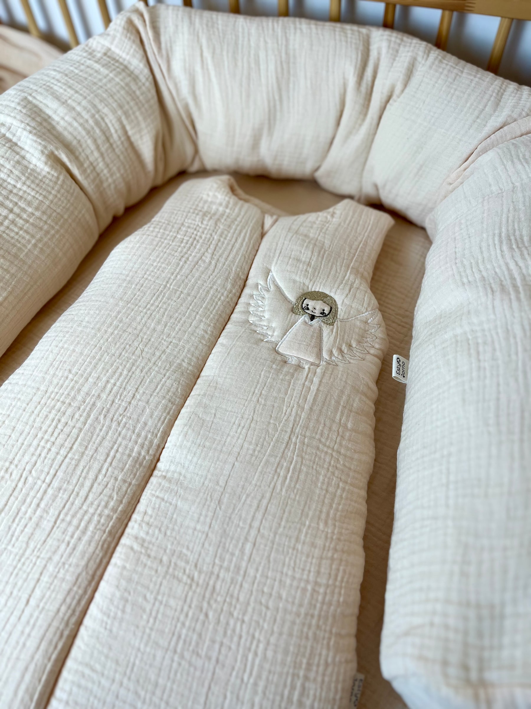 Muslin Sleeping Bag with Angel Embroidery