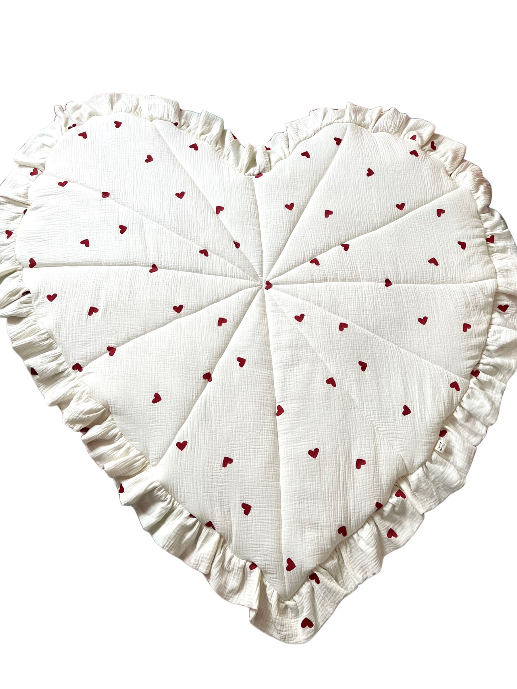 Heart-Shaped Muslin Play Mat with Ruffles