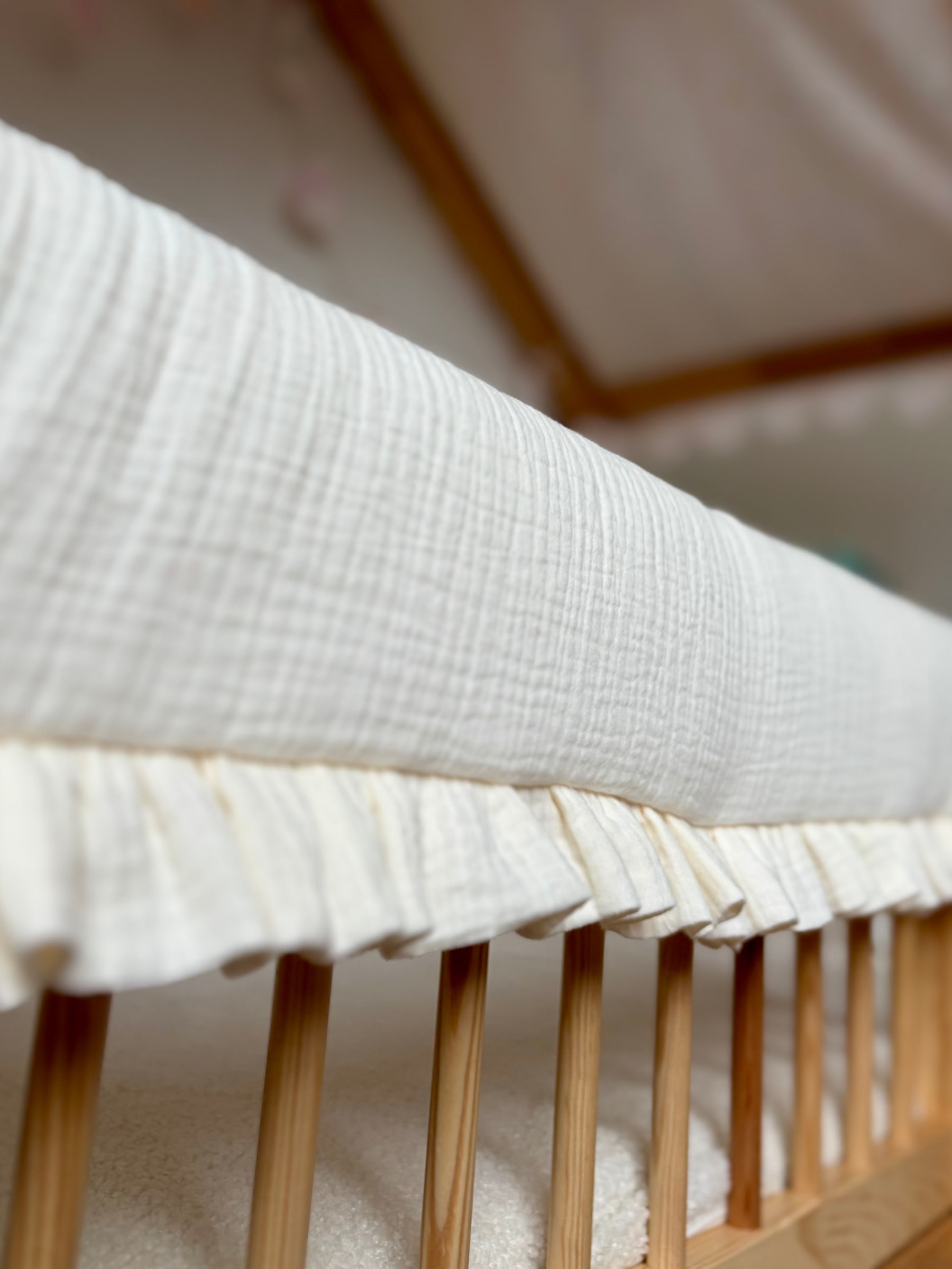 Muslin Rail Cover with Ruffles