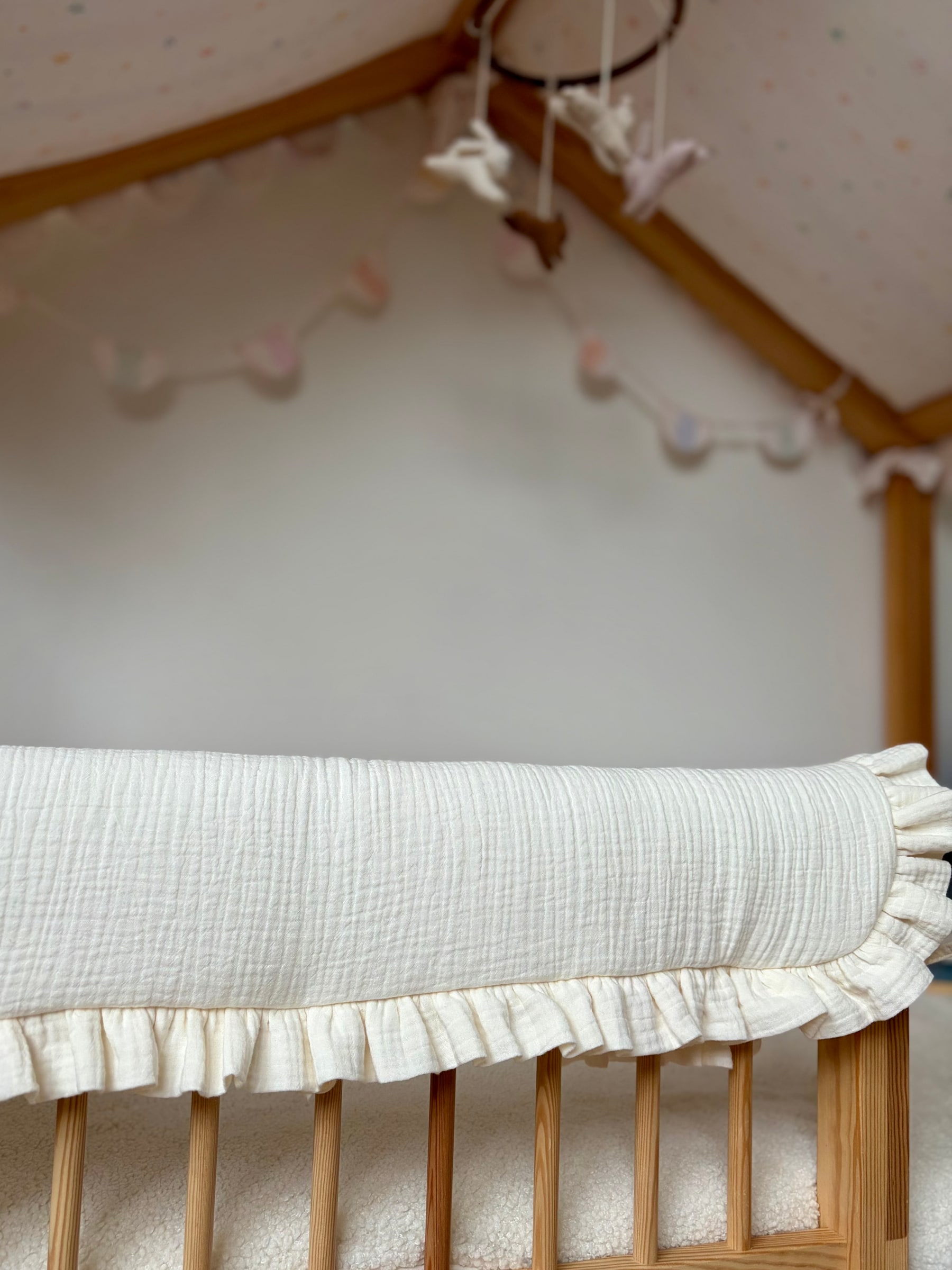 Muslin Rail Cover with Ruffles